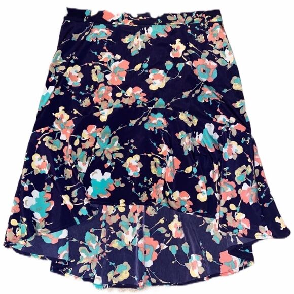 Soprano Navy Floral Hi-Lo Skirt Medium, M - Picture 1 of 9